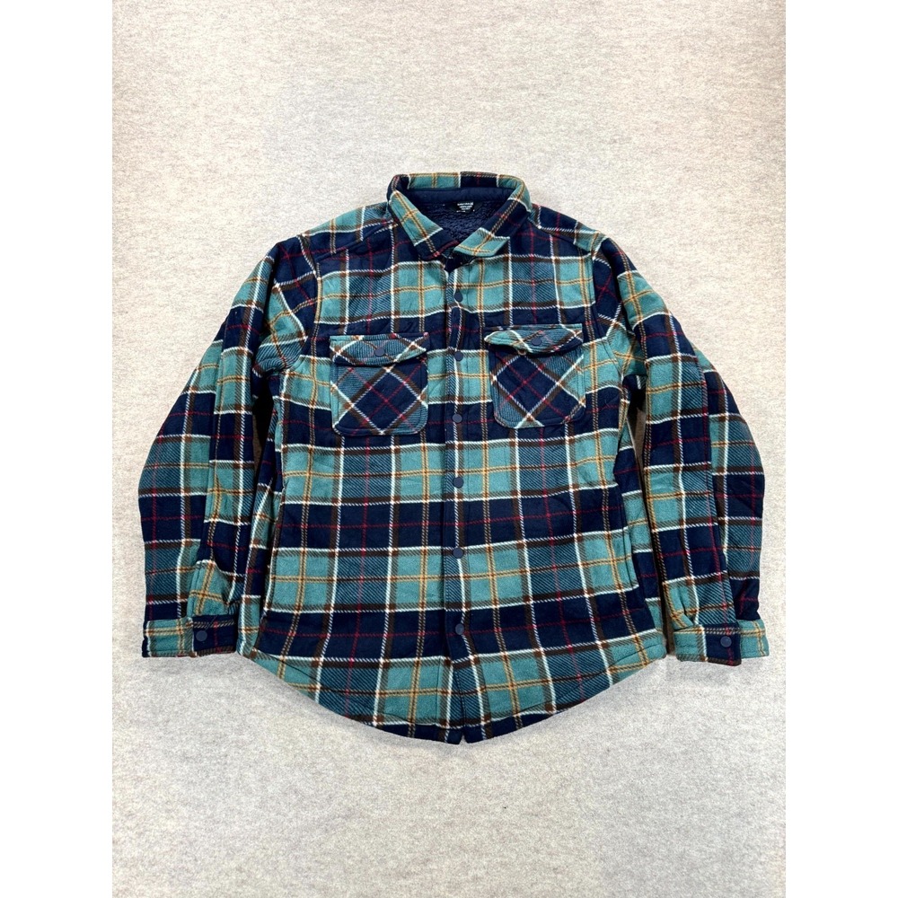 Member's Mark Sherpa Lined Shacket Mens Medium Multicolor Plaid Jacket 15761